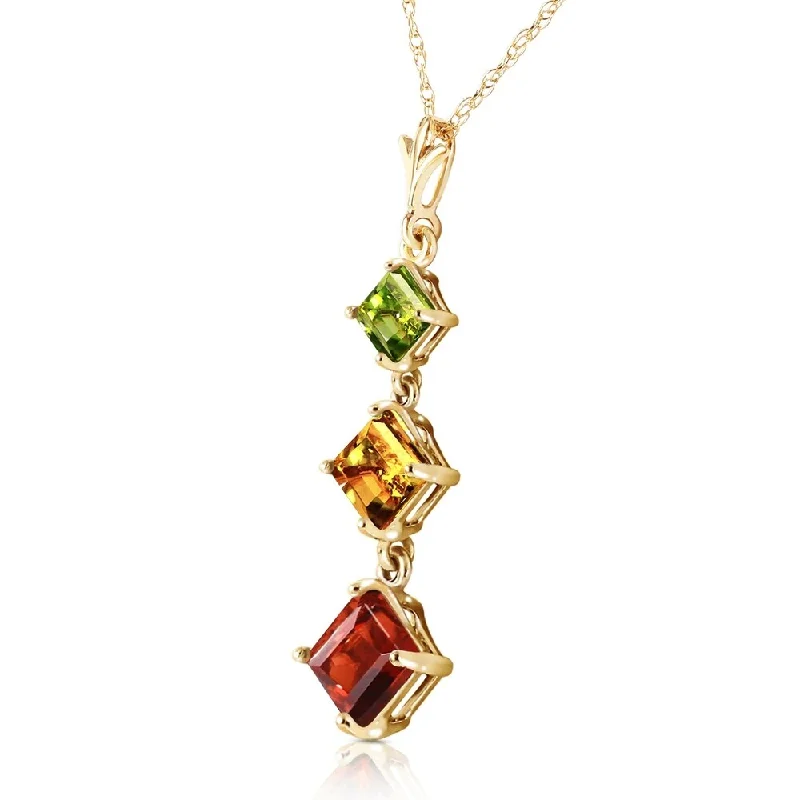 men’s cross pendant necklace for faith-2.4 Carat 14K Solid Gold Necklace Peridot, Citrine Garnet