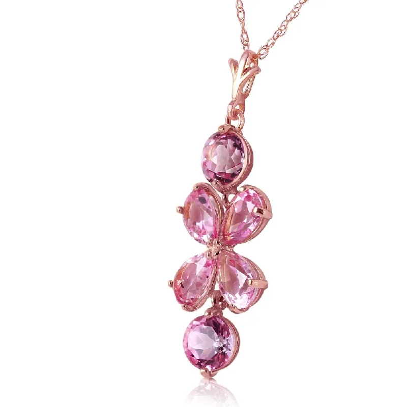 men’s sterling silver chain necklace for daily wear-3.15 Carat 14K Solid Rose Gold Petals Pink Topaz Necklace