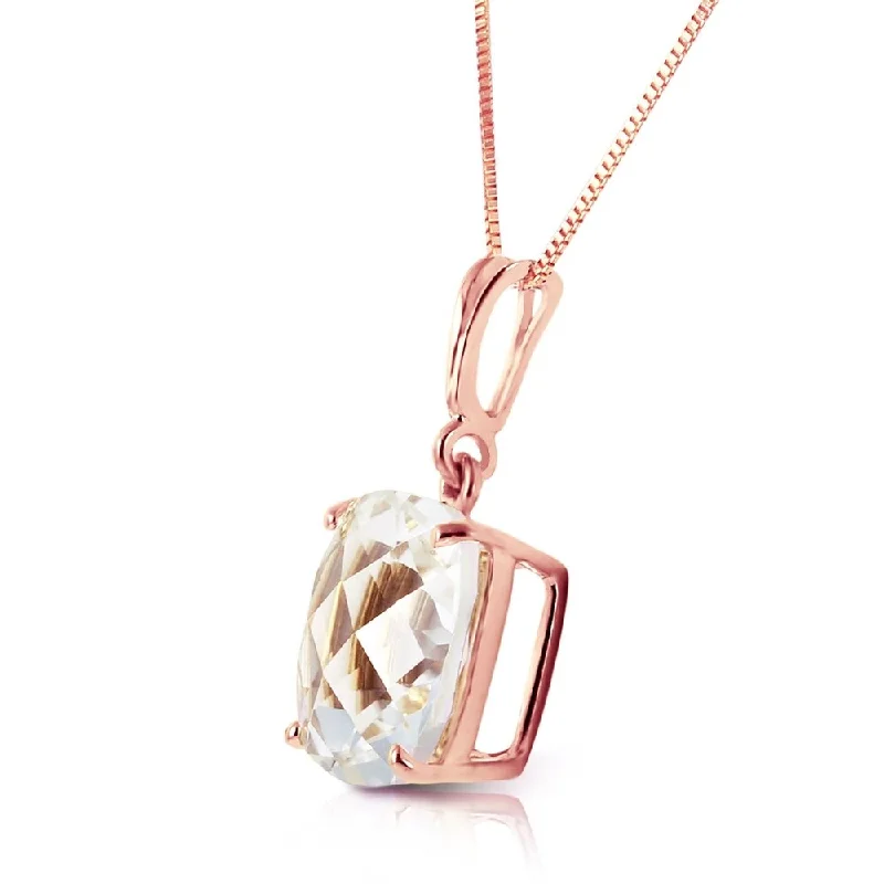 vintage silver pendant necklace for weddings-3.6 Carat 14K Solid Rose Gold Necklace Natural Checkerboard Cut White Topaz