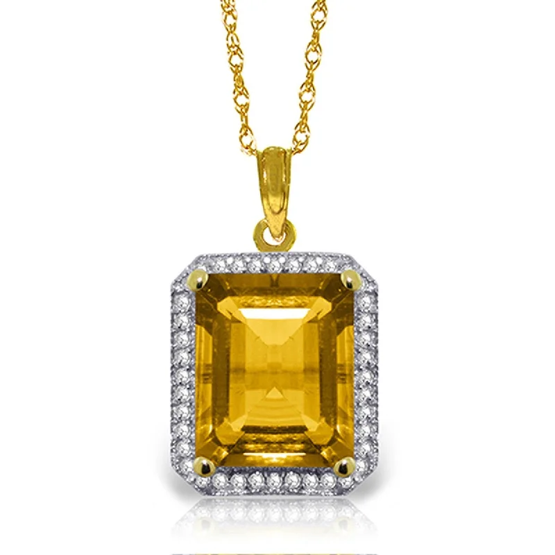 adjustable gold pendant necklace for versatility-5.4 Carat 14K Solid Gold Isabella Citrine Diamond Gemstone Necklace