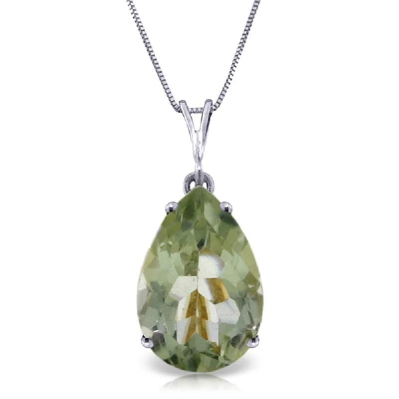 crystal bar pendant necklace for casual style-5 Carat 14K White Gold Necklace Natural Green Amethyst