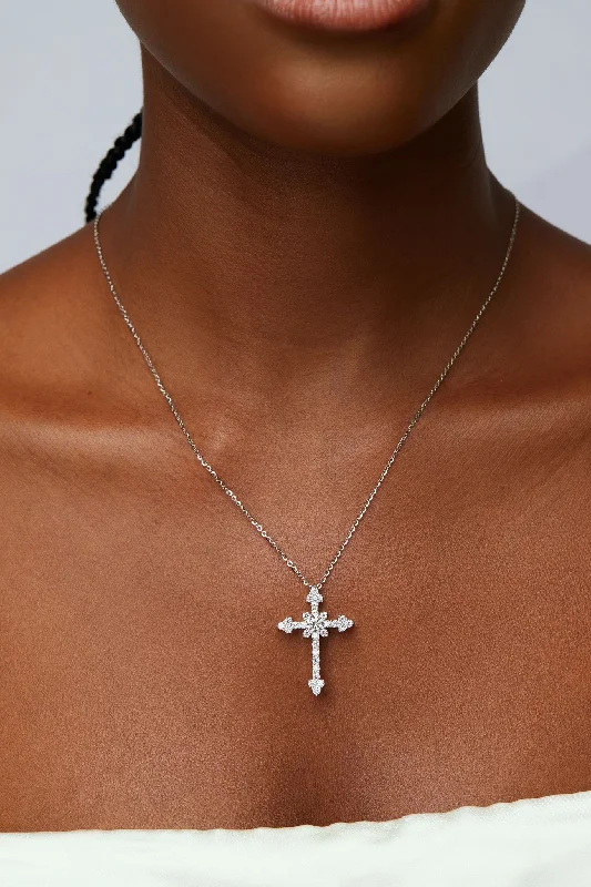 custom bar necklace for personalized gifts-Amari Moissanite Cross Necklace in 925 Sterling Silver