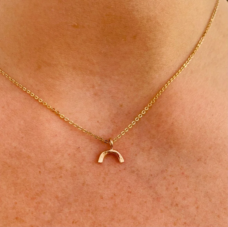 rose gold bar necklace for casual wear-Baby Bow Necklace - 14k Gold Fill