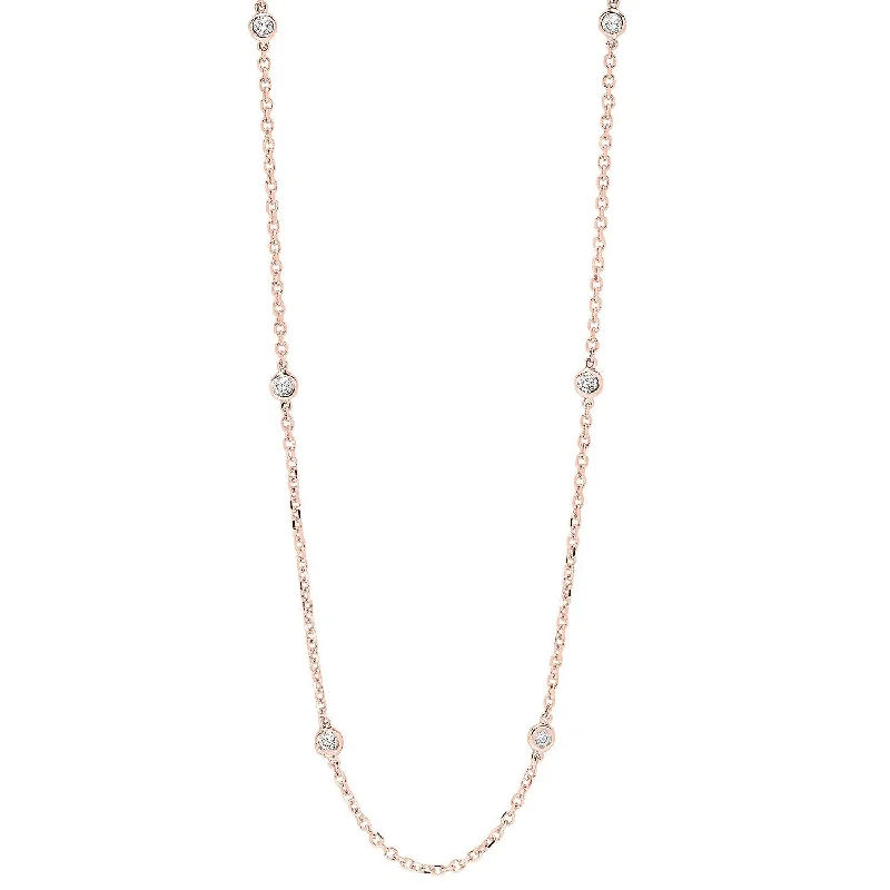 silver pendant necklace with gemstone for layering-14KT Rose Gold Diamond D.B.T.Y Fashion Necklace