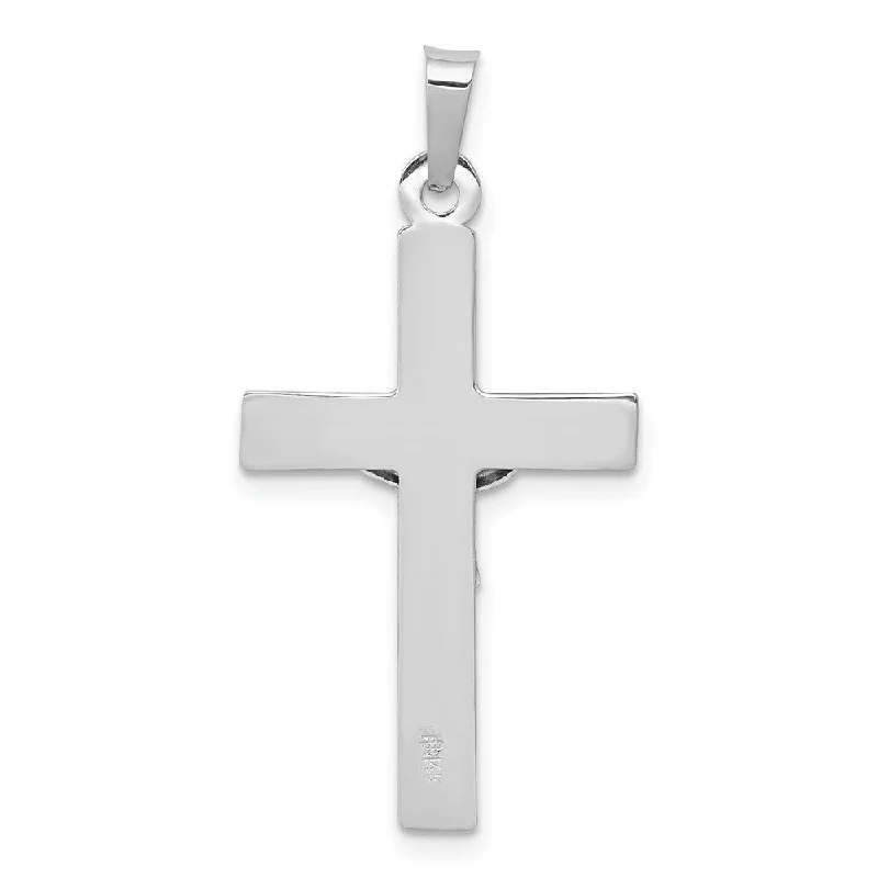 custom silver bar necklace for layered looks-Diamond2Deal 14K White Gold INRI Crucifix Cross Pendant (L- 33 mm, W- 19 mm)