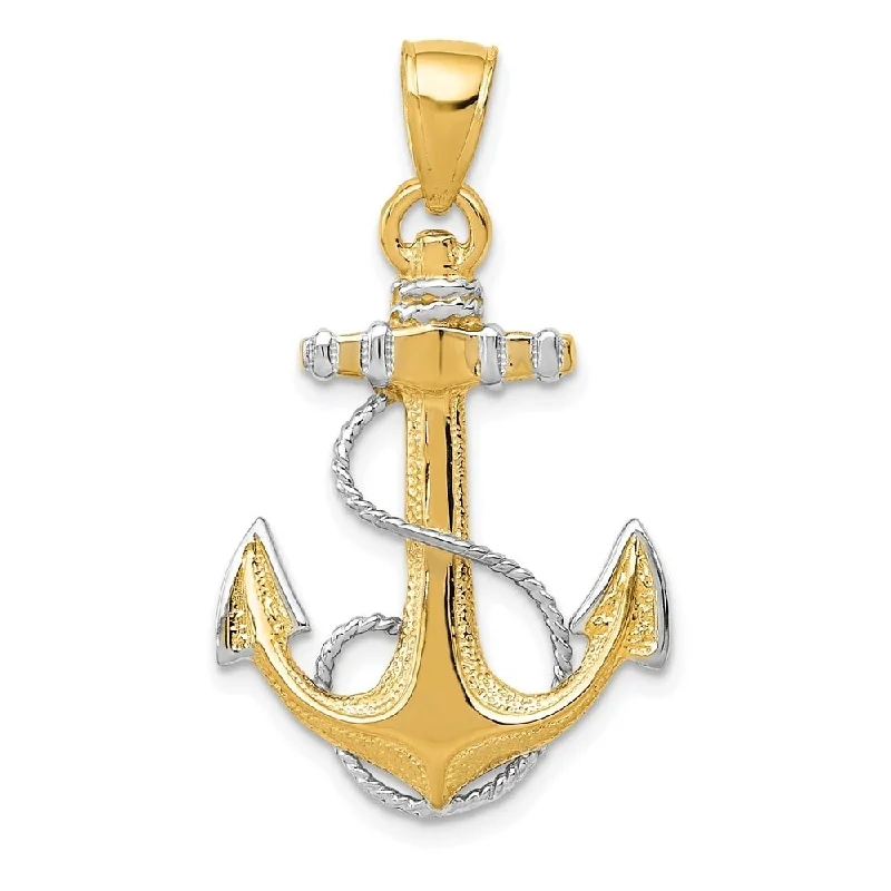 custom photo locket necklace for keepsakes-Diamond2Deal 14K Yellow Gold Anchor Pendant (L- 32 mm, W- 20 mm)