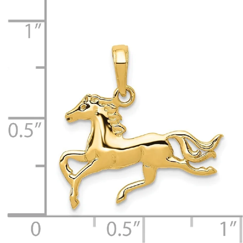 rose gold crystal pendant necklace for fashion-Diamond2Deal 14K Yellow Gold Horse Pendant (L- 19 mm, W- 21.5 mm)