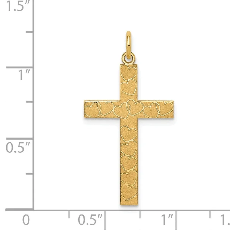 silver star necklace for zodiac lovers-Diamond2Deal 14K Yellow Gold Laser Designed Cross Pendant (L- 31 mm, W- 17 mm)