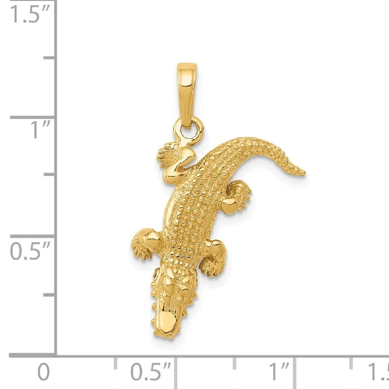 custom gold pendant necklace with birthstone-Diamond2Deal 14K Yellow Gold Moveable Alligator Pendant