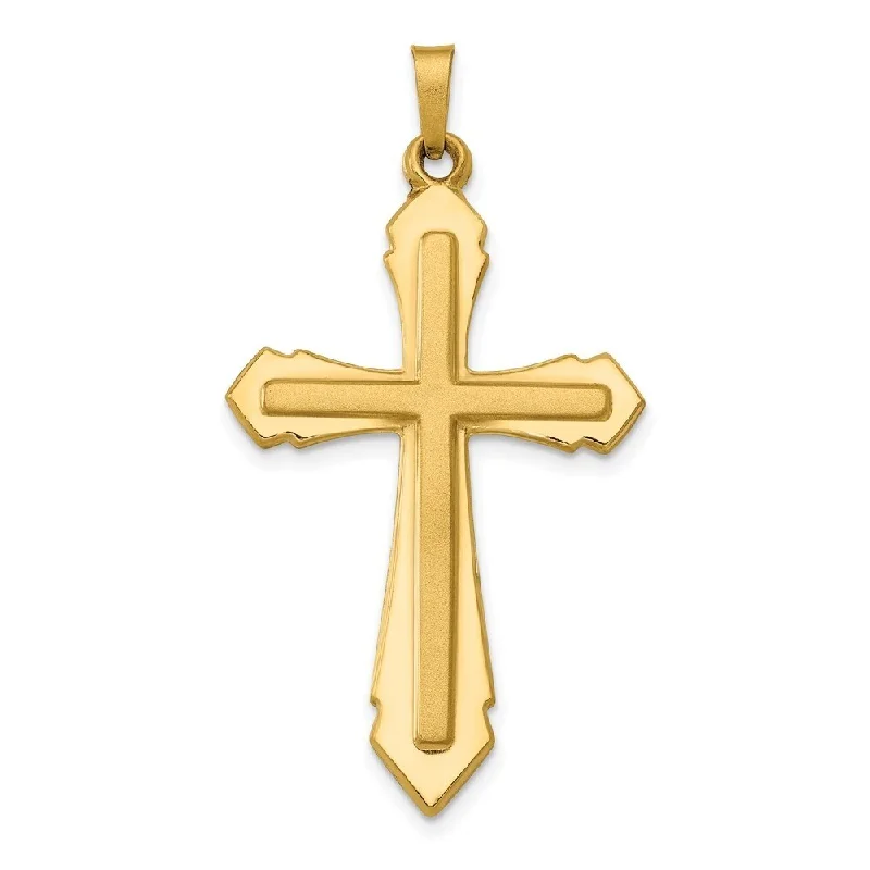 vintage gemstone necklace for special occasions-Diamond2Deal 14K Yellow Gold Polished and Satin Passion Cross Pendant (L- 40.23 mm, W- 21.64 mm)