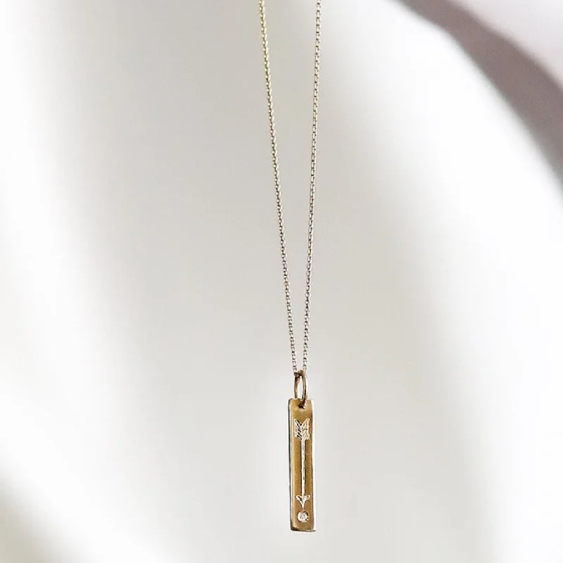 simple gemstone necklace with silver chain-BAYLEE ARROW BAR NECKLACE