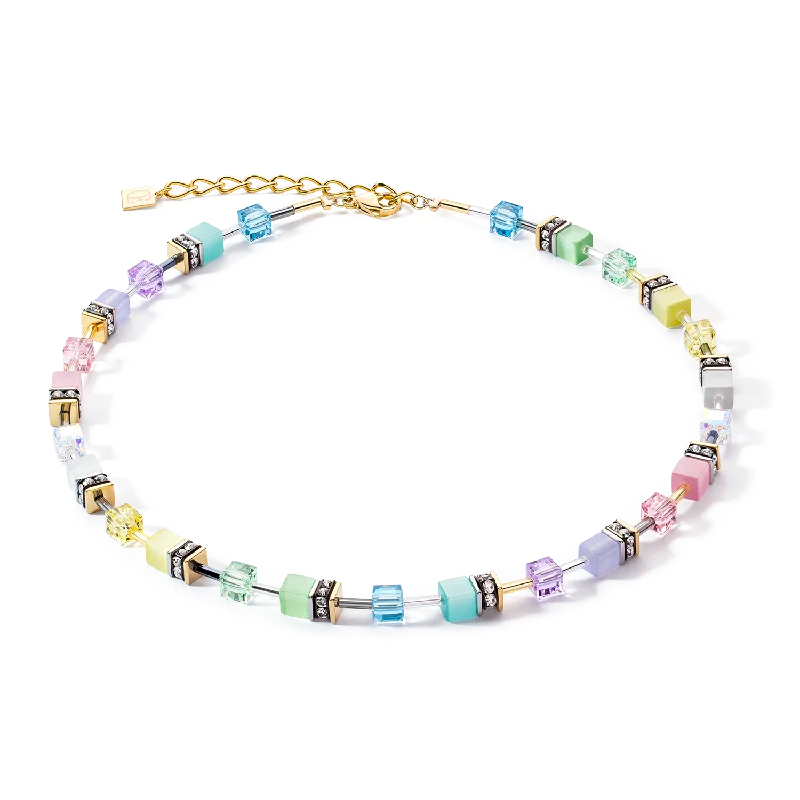 minimalist gold pendant necklace for layering-GeoCUBE® Iconic Gentle Multicolour necklace