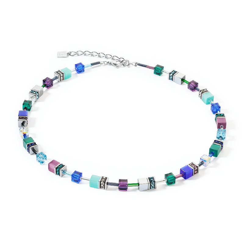 crystal pendant necklace for positive energy-GeoCUBE® Iconic necklace turquoise lilac