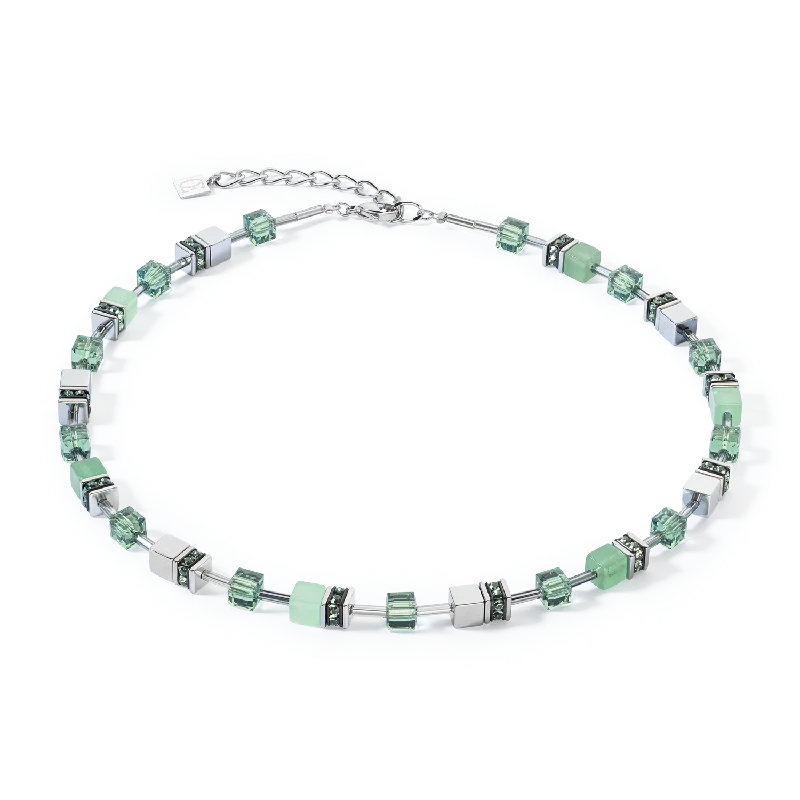 silver pendant necklace with gemstone for layering-GeoCUBE® Iconic Precious necklace green