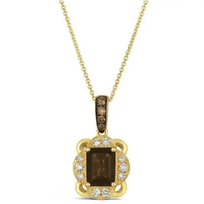 crystal heart pendant necklace for love and energy-Honey Gold Chocolate Quartz Le Vian Pendant Necklace