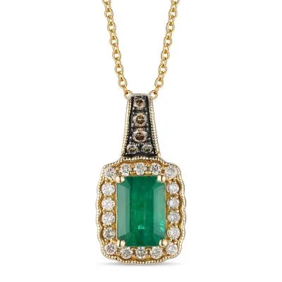 fashion statement gemstone necklace for women-Honey Gold Costa Smeralda Emerald Pendant Necklace