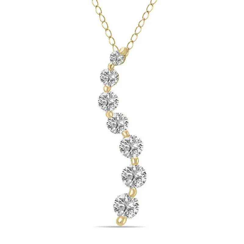 dainty bar necklace for layering with pendant-Marquee 1/2 CTW Lab Grown Diamond Journey Pendant in 10K Yellow Gold