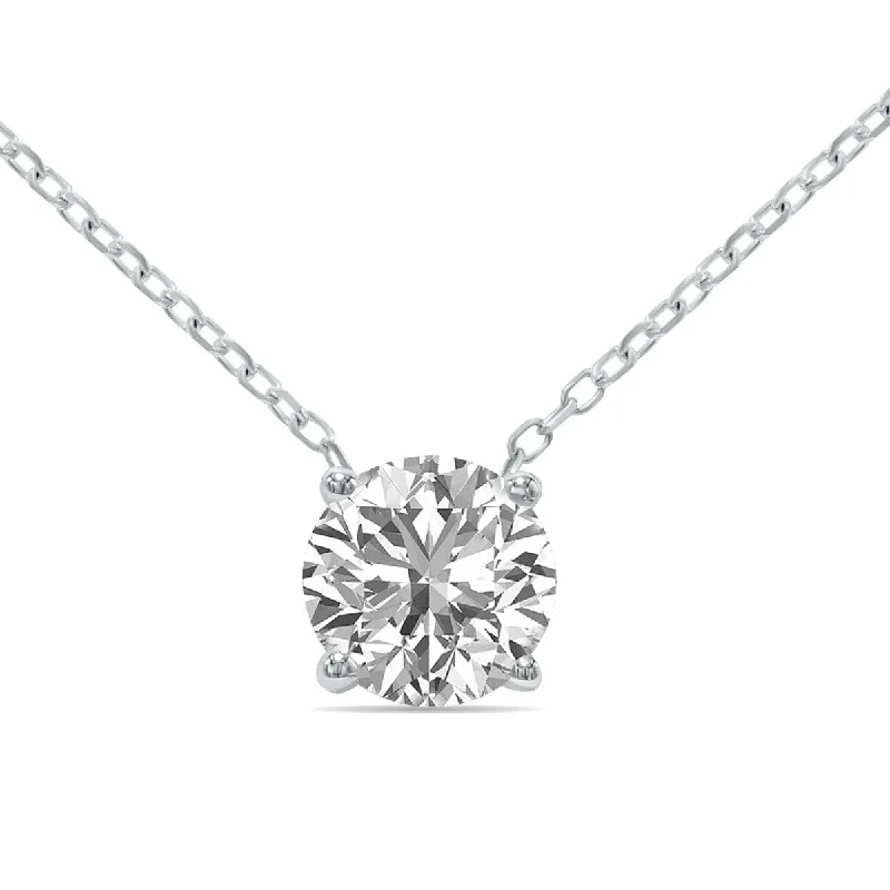 stylish crystal pendant necklace for women-Marquee Lab Grown 3/4 Carat Floating Round Diamond Solitaire Pendant in 14K White Gold (F-G Color, VVS1-VVS2 Clarity)