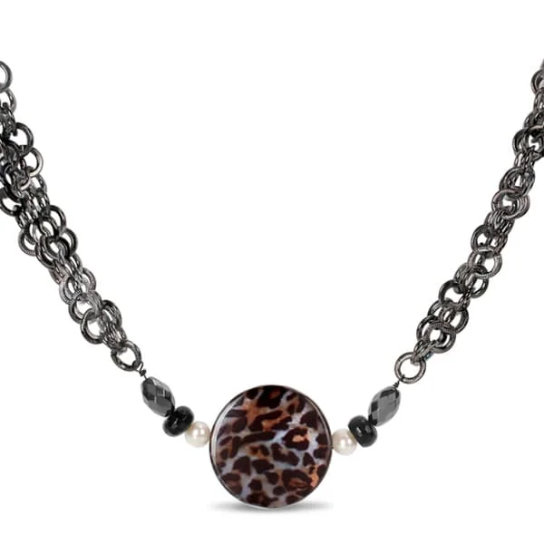 custom bar pendant necklace for women-Miadora Goldtone Leopard Print 28-inch Fashion Necklace