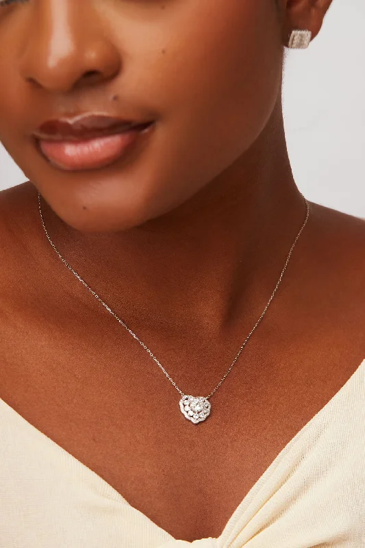 long gold chain necklace for layering-Moon Heart Moissanite Necklace