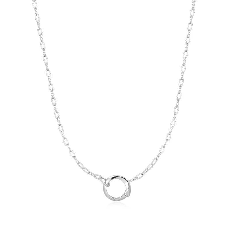 unique silver pendant necklace for gifts-Silver Mini Link Charm Chain Connector Necklace