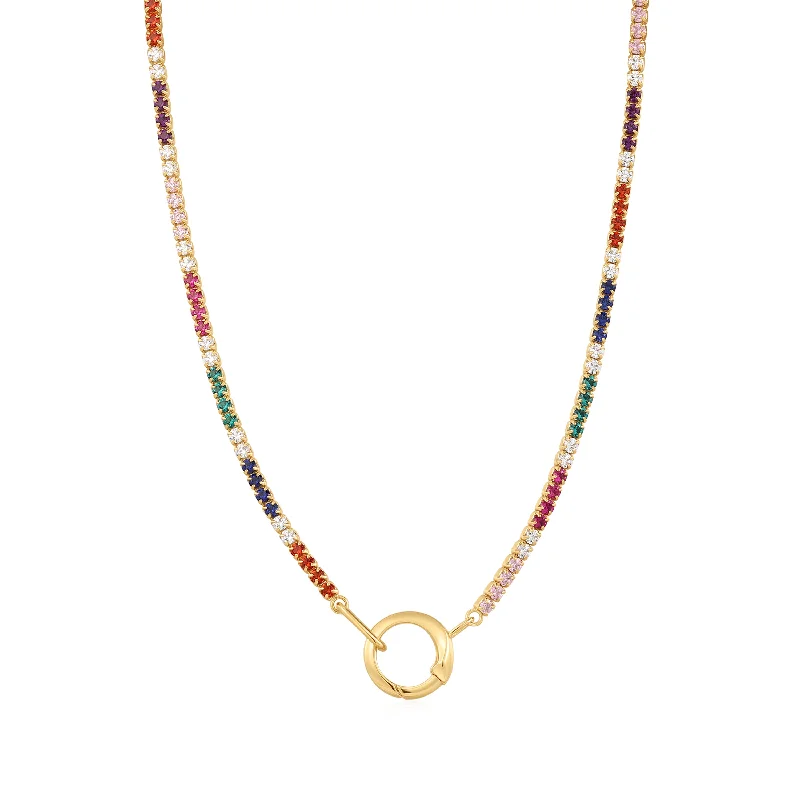 gemstone pendant necklace for spiritual healing-Gold Rainbow Chain Connector Necklace