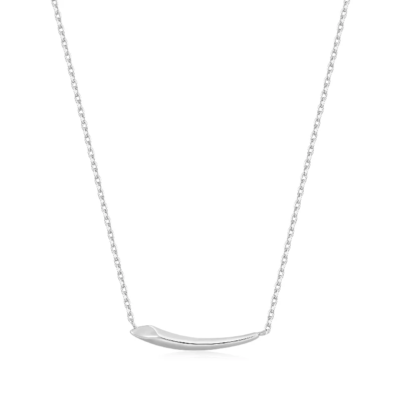 fashion gold coin necklace for women-Silver Arrow Bar Necklace