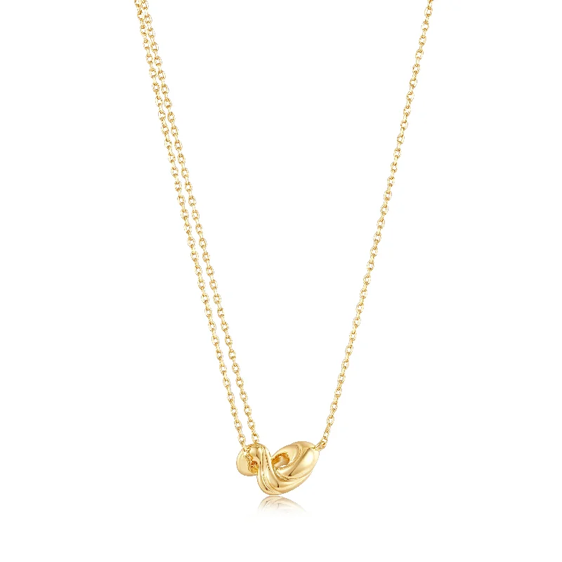 gold star pendant necklace for astrology lovers-Gold Twisted Wave Mini Pendant Necklace