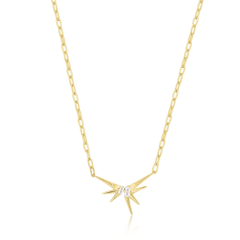 engraved pendant necklace for personal touch-Gold Sparkle Spike Pendant Necklace