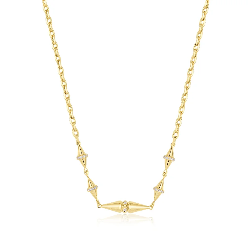 fashion statement necklace for casual wear-Gold Geometric Chain Necklace