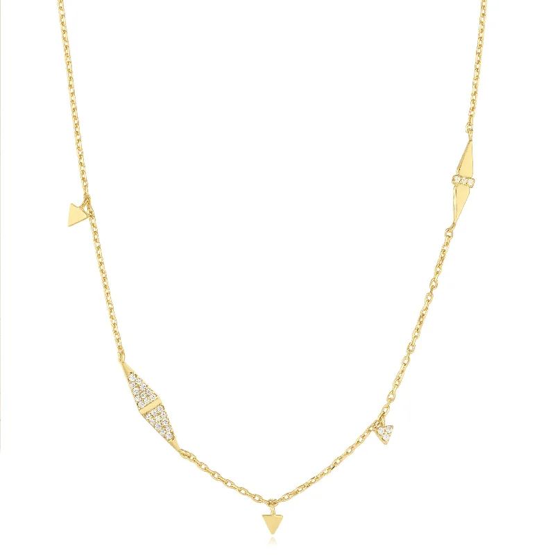 adjustable chain necklace for layering-Gold Geometric Sparkle Chain Necklace