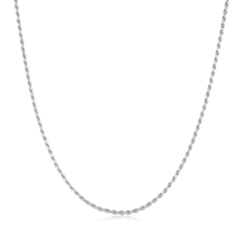 long gold charm necklace for layering-Silver Rope Twist Chain Necklace