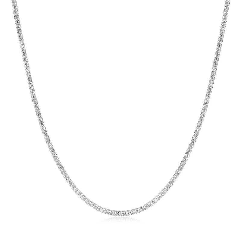 vintage-inspired chain necklace for men-Silver Pavé Necklace