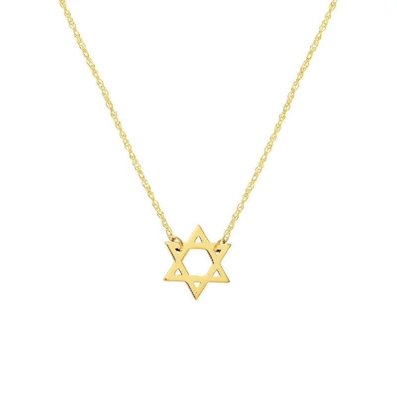 men’s custom cross necklace with engraving-NATALIA  GOLD STAR OF DAVID NECKLACE - JEWISH STAR