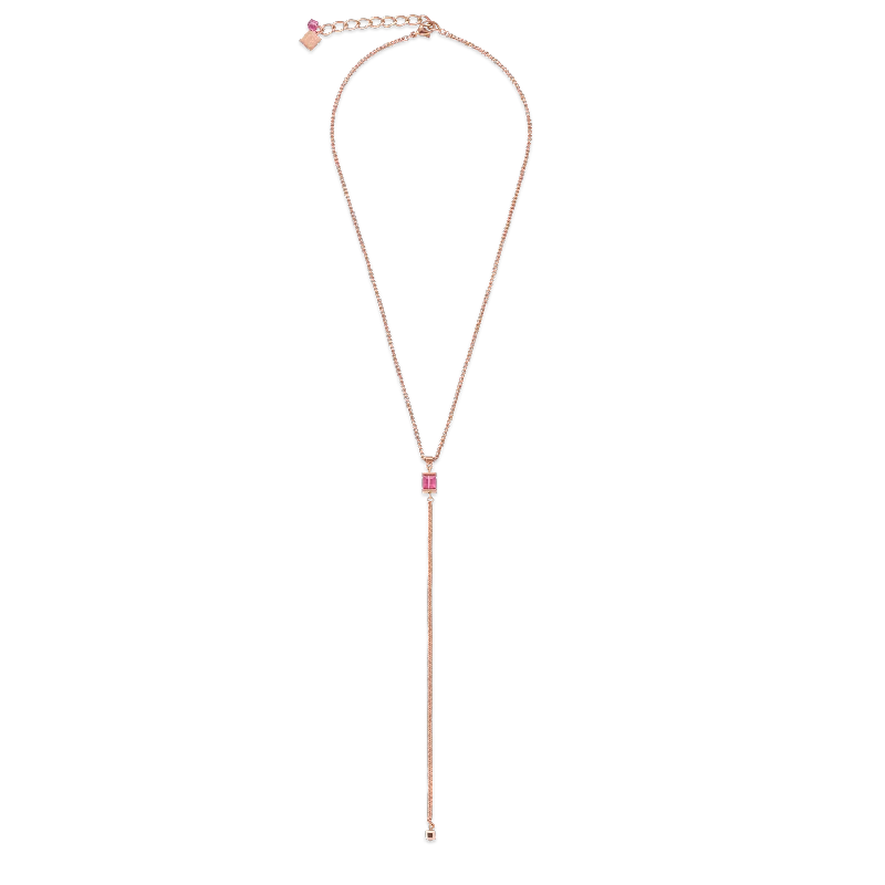 custom bar pendant necklace for women-Necklace Stainless Steel rose gold & Crystals rose