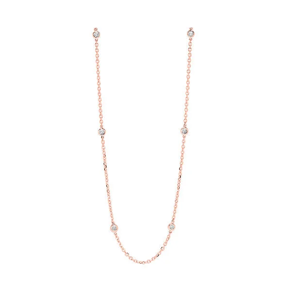 boho-inspired gemstone necklace for casual wear-14Kt Rose Gold Diamond (1/4Ctw) Necklace