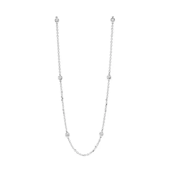 dainty silver charm necklace for layering-14Kt White Gold Diamond (1/4Ctw) Necklace