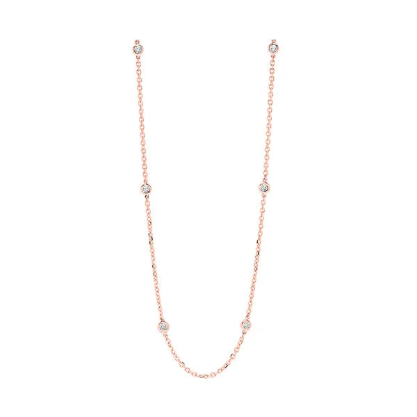 vintage gold pendant necklace for romantic gifts-14Kt Rose Gold Diamond (1Ctw) Necklace