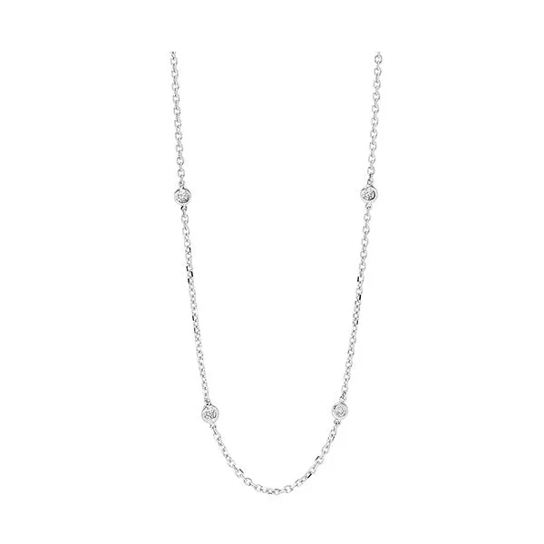 minimalist pearl necklace for daily wear-14Kt White Gold Diamond (1 1/2Ctw) Necklace