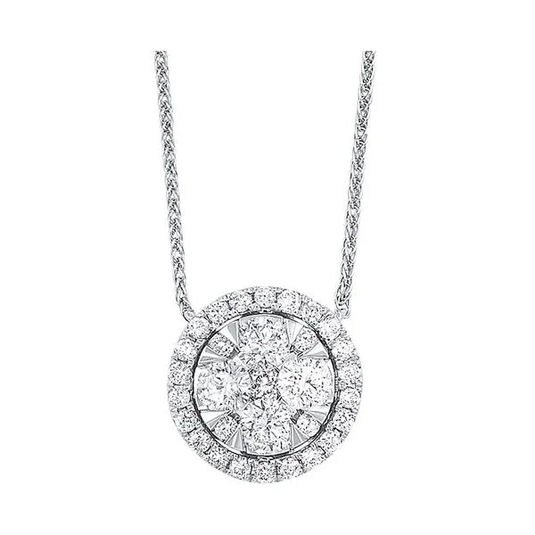 gold pendant necklace for layered look-14KT WHITE GOLD DIAMOND (1/2CTW) NECKLACE