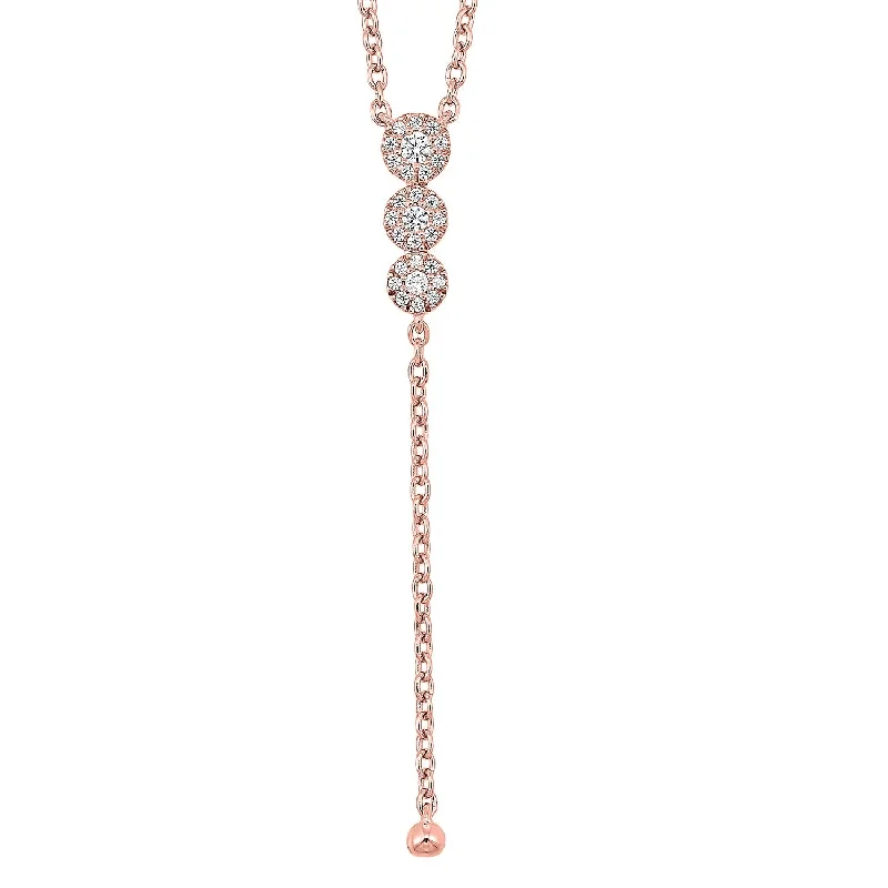 stylish gold pendant necklace with charm-14K Rose Gold Diamond  Y Necklace 1/10 ctw