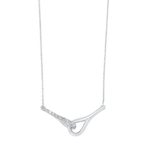 personalized name necklace with gemstone pendant-Interlocking Bar Diamond Pendant In 14K White Gold (1/2 Ct. Tw.)