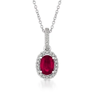 simple silver heart pendant necklace for daily wear-Oval Ruby Le Vian Pendant Necklace