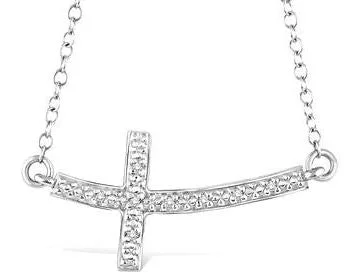 unique gemstone pendant necklace for gifts-SILVER CROSS DIAMOND PENDANT