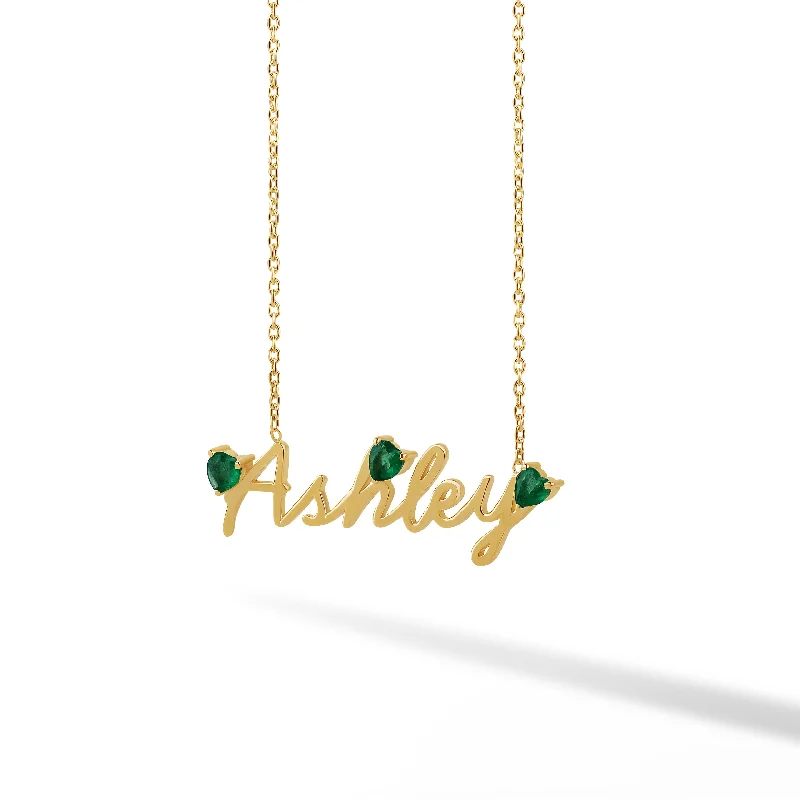 personalized gold chain necklace for men-Single Custom Name Necklace with Floating Heart Birthstone