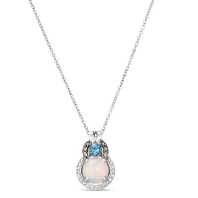 rose gold bar necklace for layering with charm-Vanilla Gold Neopolitan Opal Le Vian Pendant Necklace