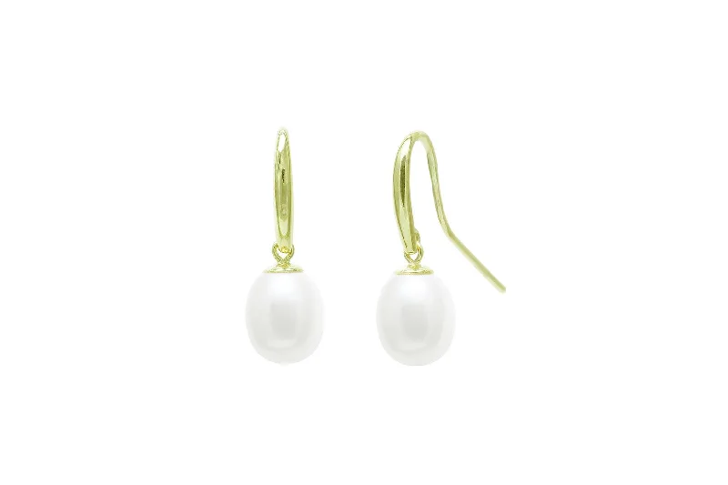 elegant silver ear cuffs for subtle style -9ct Yellow or White Gold Cultured White River Pearls Drop Earrings