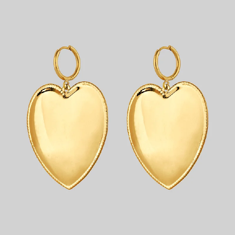 oversized resin earrings for statement looks -ADMIRE. Large Heart Hoop Earrings - Gold