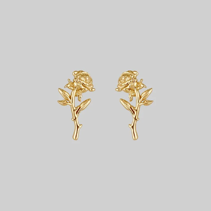 sparkling silver hoop earrings for a chic look -AMOR. Rose Stem Stud Earrings - Gold