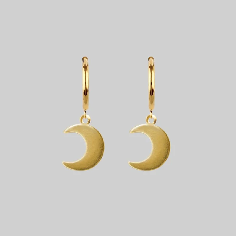 luxurious pearl stud earrings for everyday sophistication -AYSU. Mini Moon Hoop Earrings - Gold